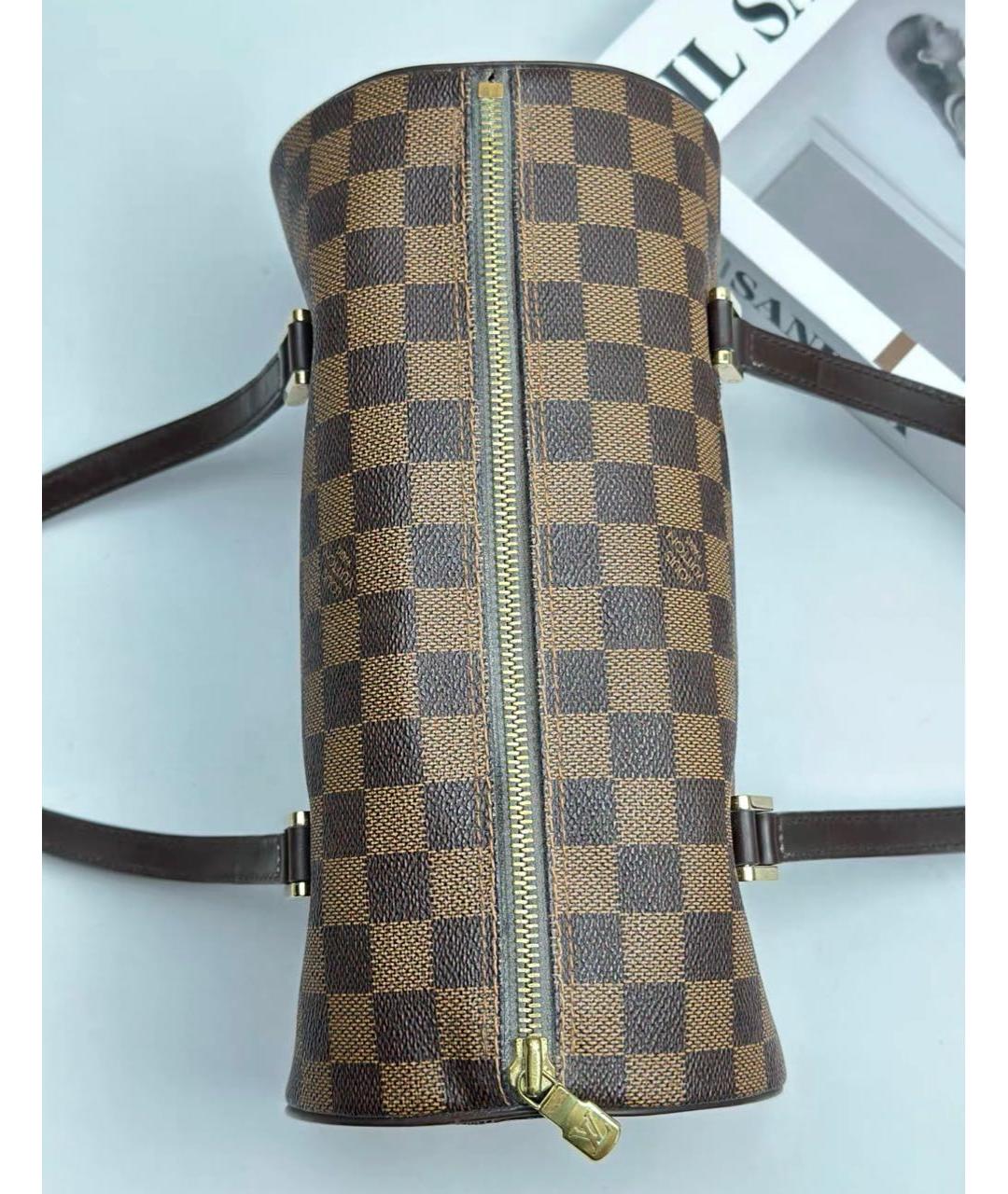 LOUIS VUITTON Коричневая кожаная сумка с короткими ручками, фото 3