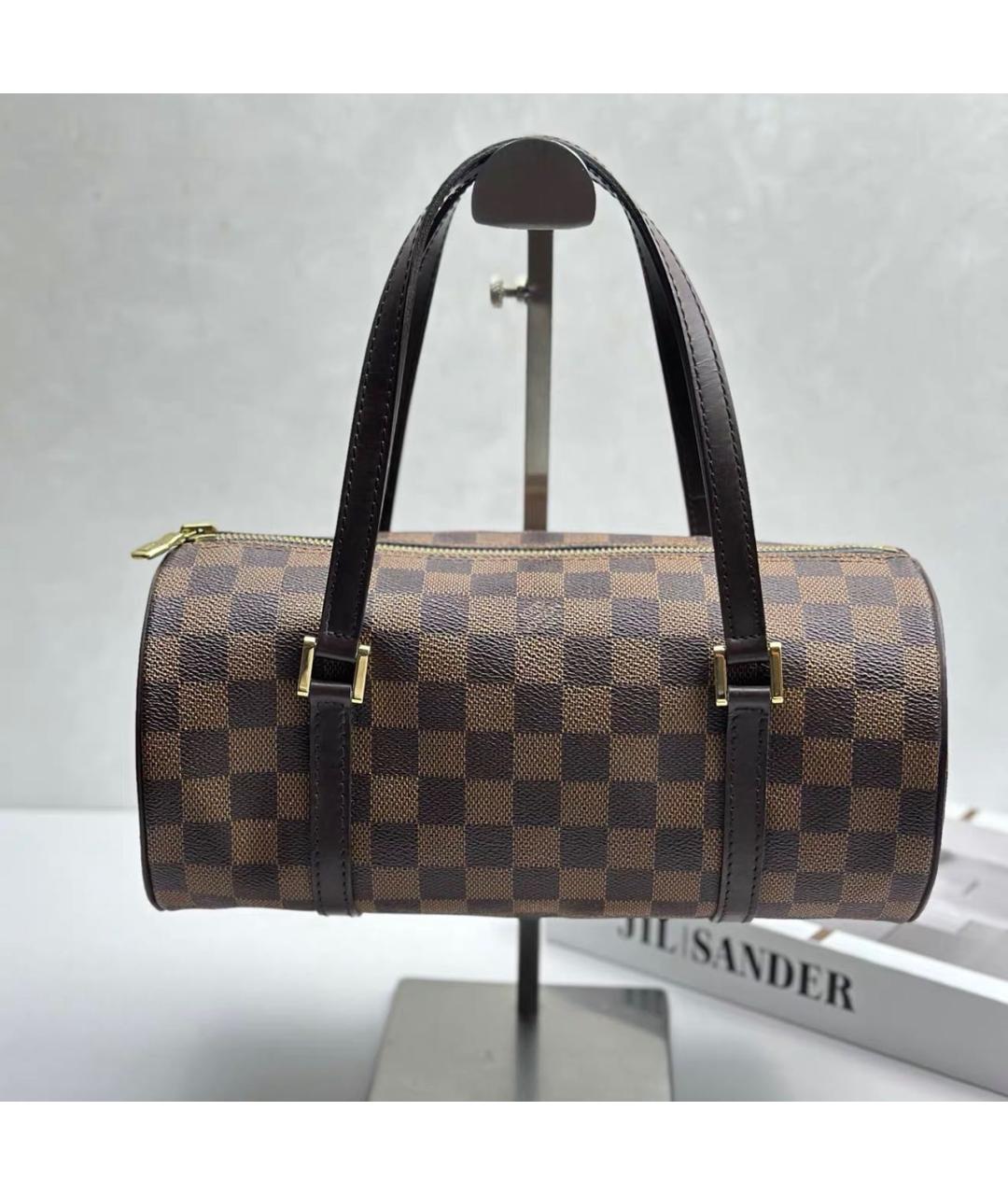 LOUIS VUITTON Коричневая кожаная сумка с короткими ручками, фото 9