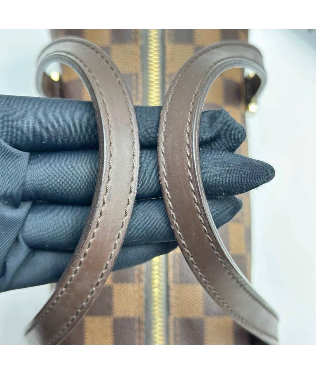 LOUIS VUITTON Коричневая кожаная сумка с короткими ручками, фото 7
