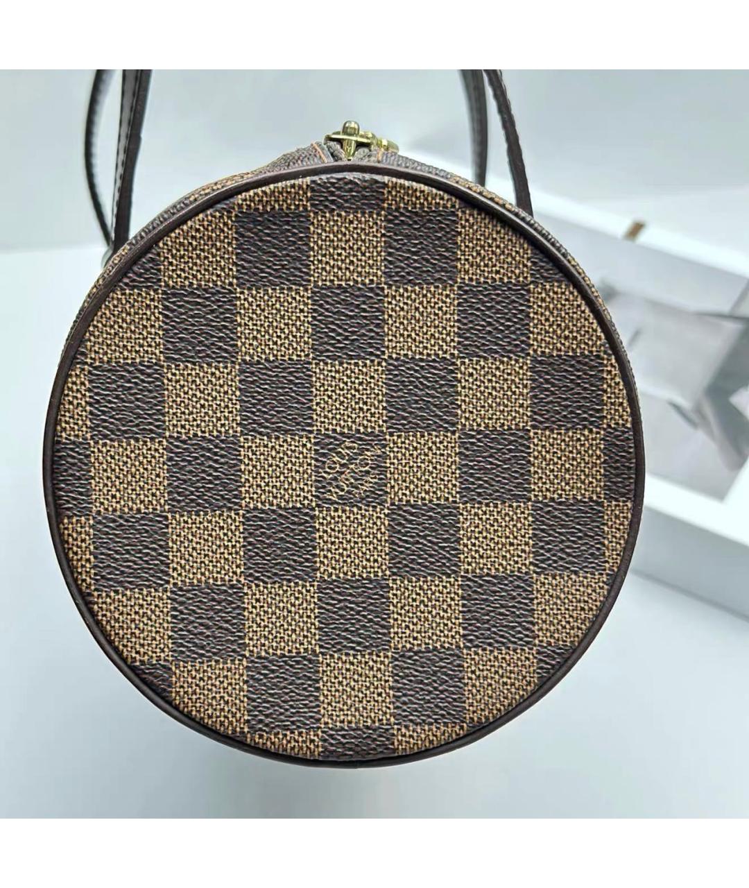 LOUIS VUITTON Коричневая кожаная сумка с короткими ручками, фото 5