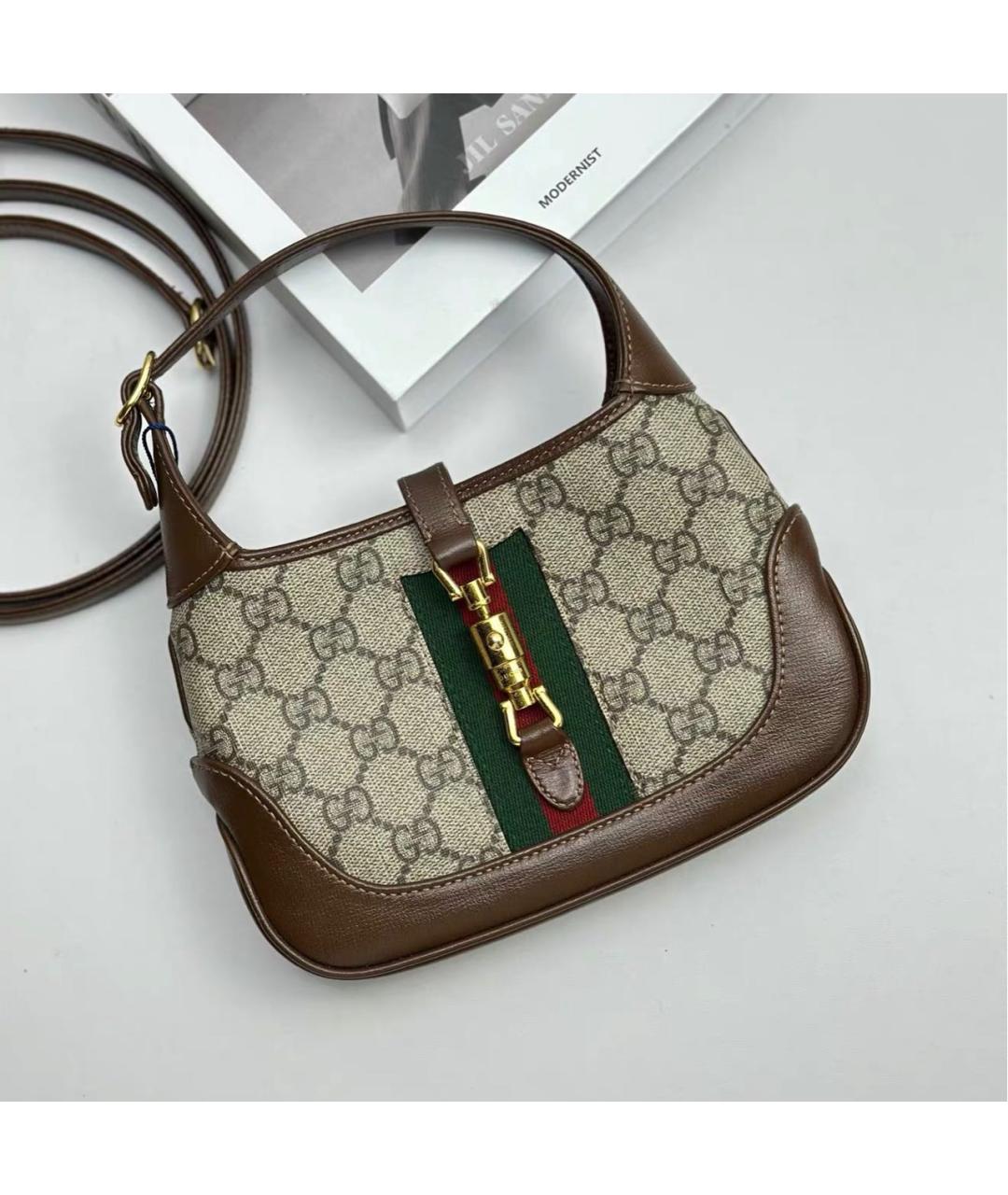 GUCCI Коричневая кожаная сумка через плечо, фото 7
