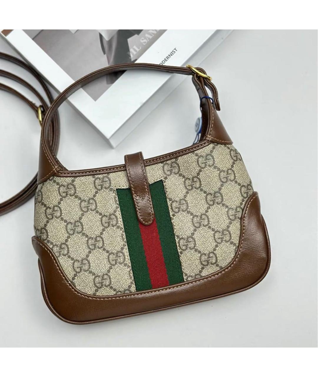 GUCCI Коричневая кожаная сумка через плечо, фото 2