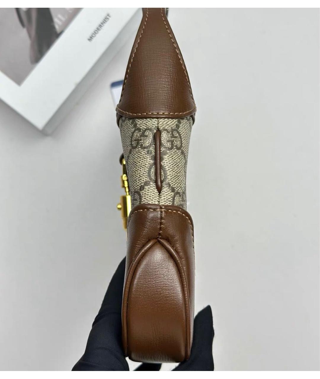 GUCCI Коричневая кожаная сумка через плечо, фото 4
