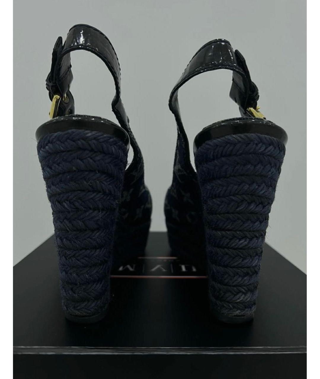 LOUIS VUITTON Темно-синие босоножки, фото 4