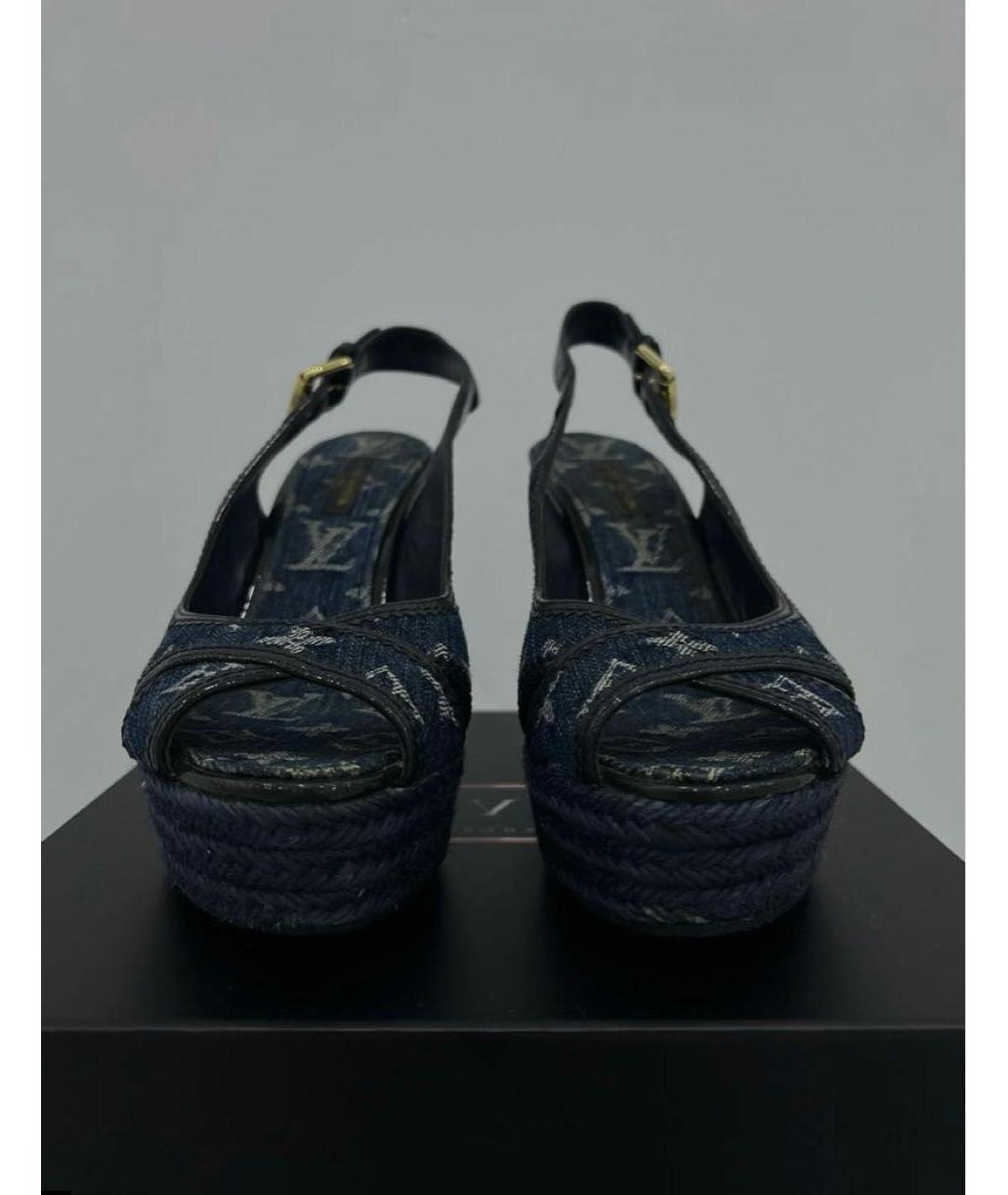 LOUIS VUITTON Темно-синие босоножки, фото 2