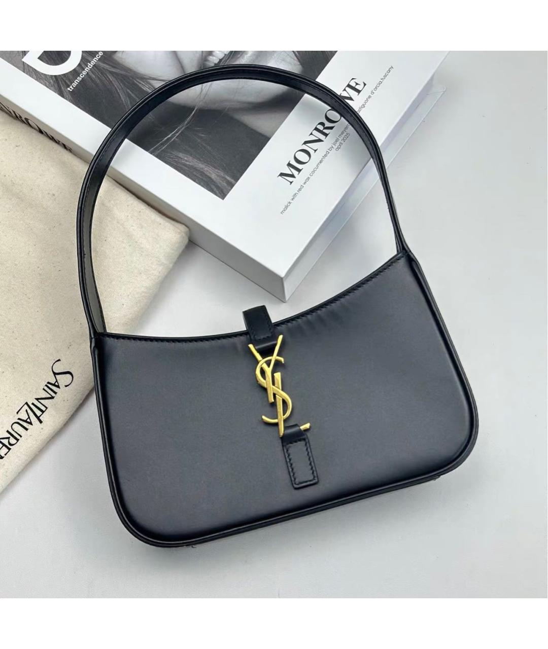 SAINT LAURENT Черная кожаная сумка с короткими ручками, фото 8