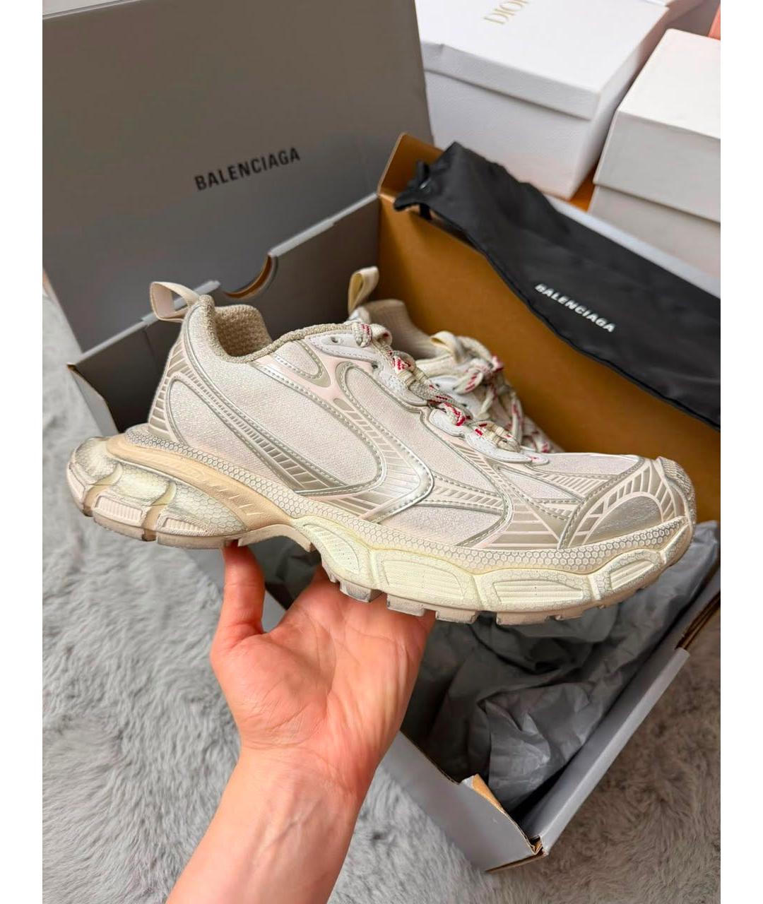 BALENCIAGA Бежевые текстильные кроссовки, фото 3