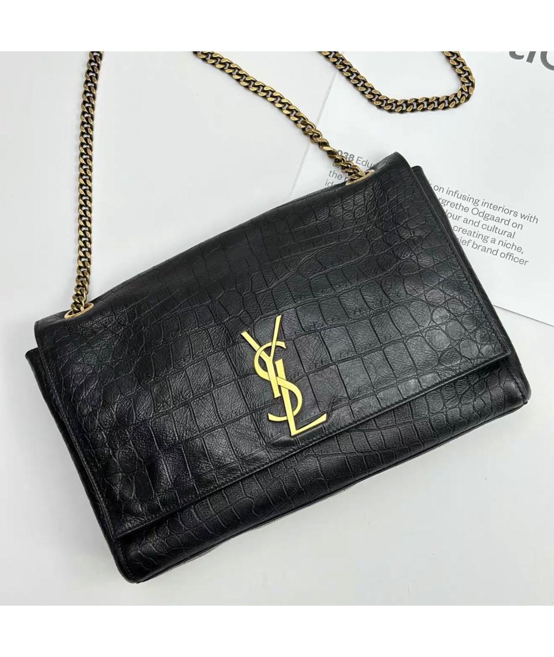 SAINT LAURENT Черная кожаная сумка через плечо, фото 9