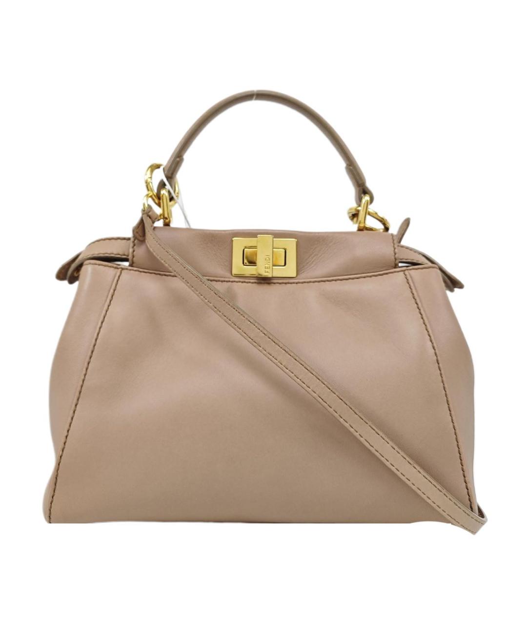FENDI Бежевая кожаная сумка через плечо, фото 1