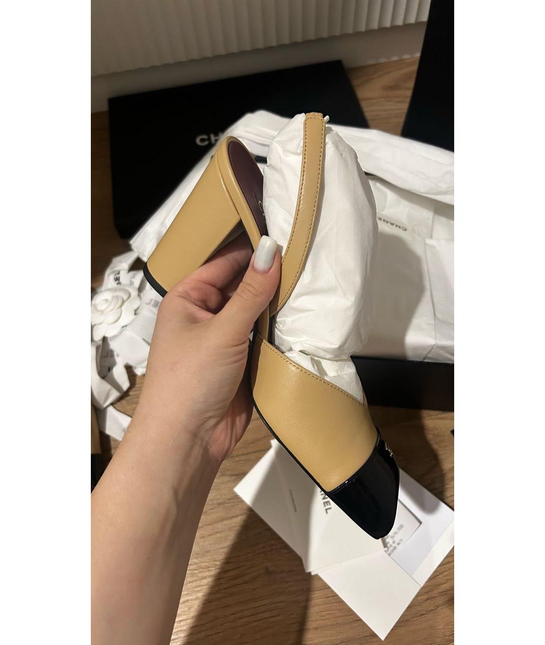 CHANEL Горчичные кожаные туфли, фото 9