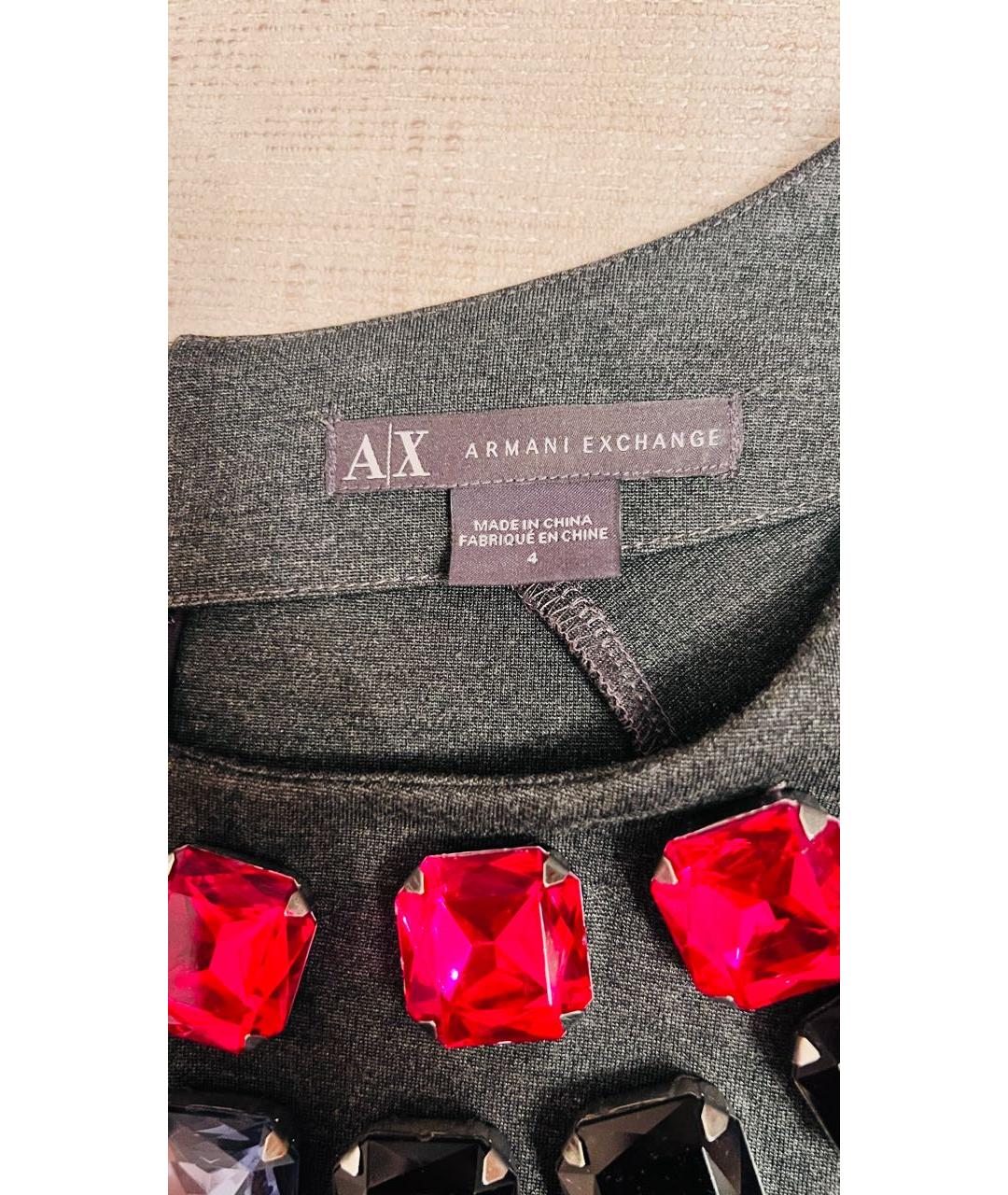 ARMANI EXCHANGE Антрацитовое вискозное коктейльное платье, фото 3