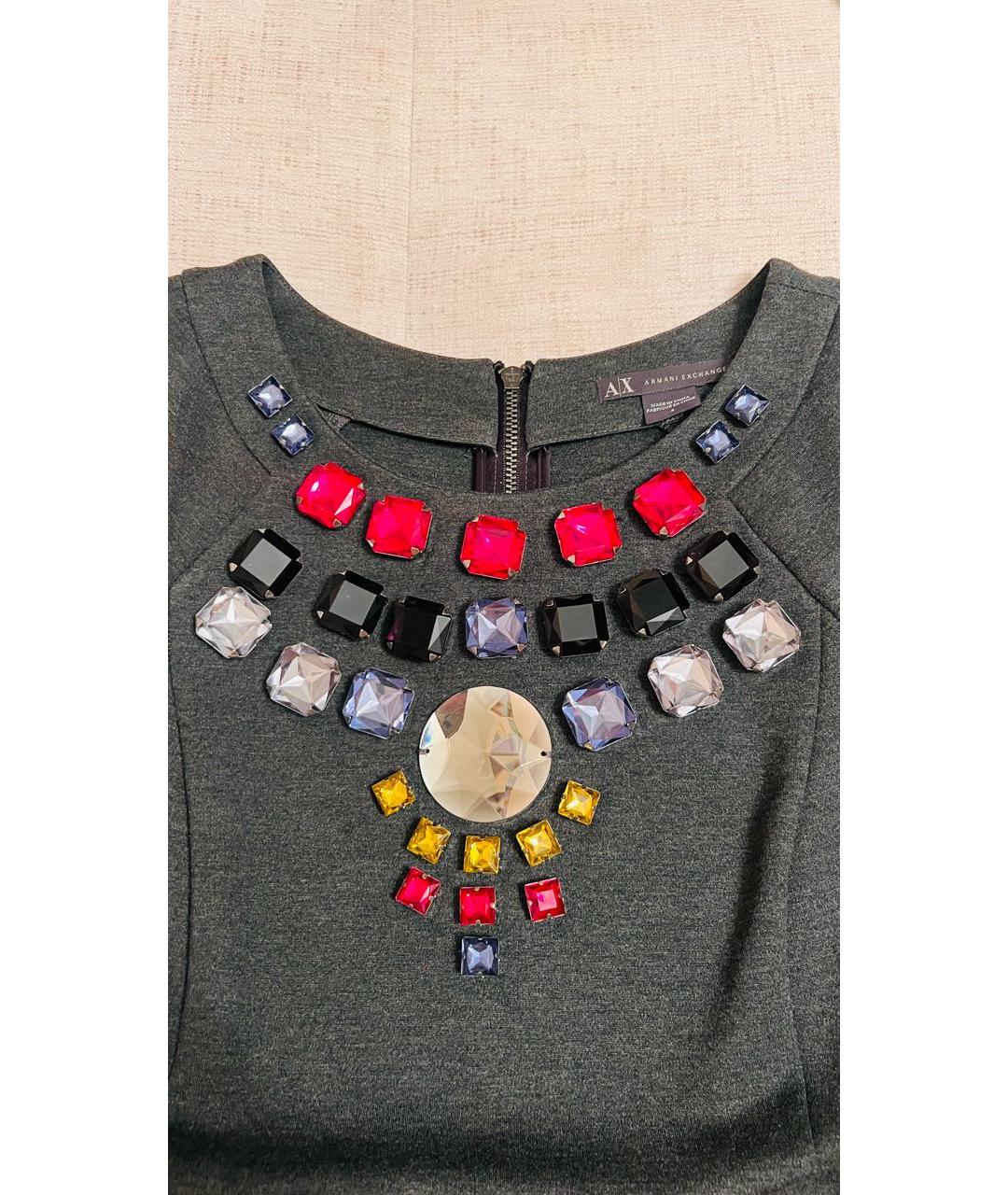 ARMANI EXCHANGE Антрацитовое вискозное коктейльное платье, фото 4