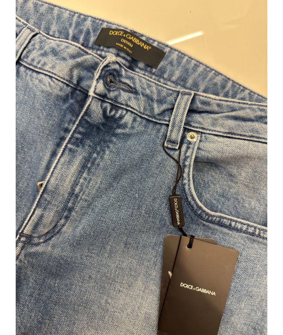 DOLCE&GABBANA Голубые хлопковые джинсы клеш, фото 3