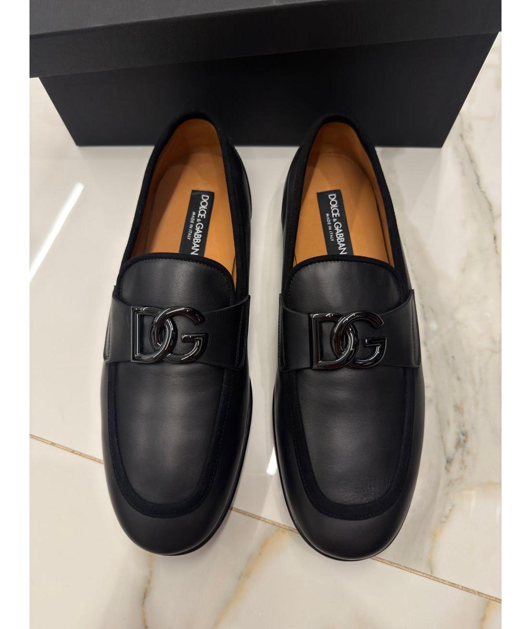DOLCE&GABBANA Черные кожаные туфли, фото 5
