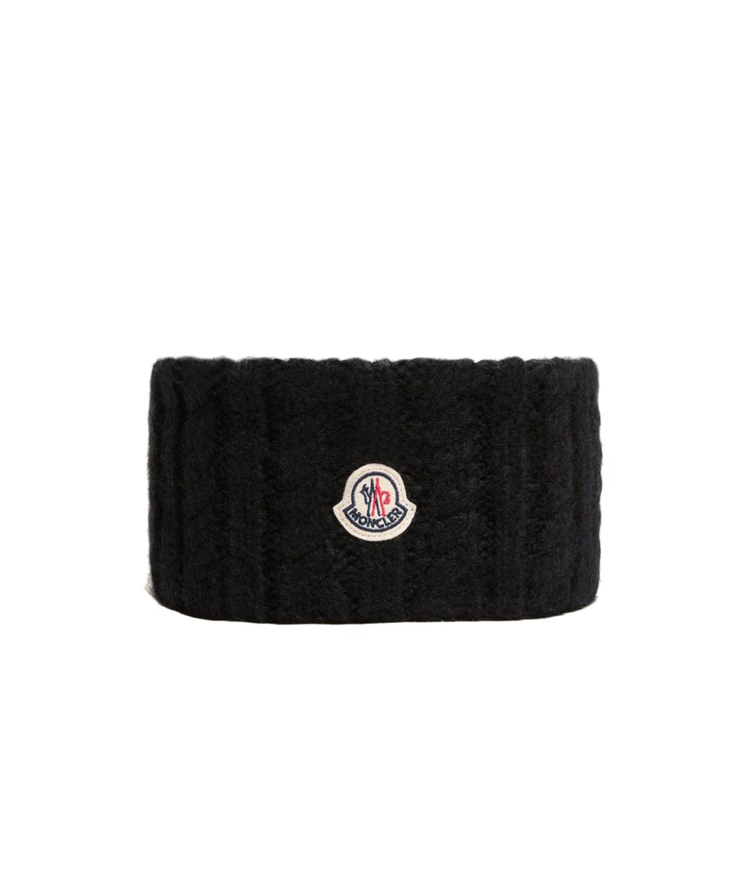 MONCLER Черная шерстяная повязка на голову, фото 1