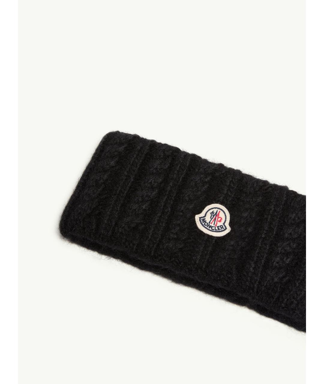 MONCLER Черная шерстяная повязка на голову, фото 3
