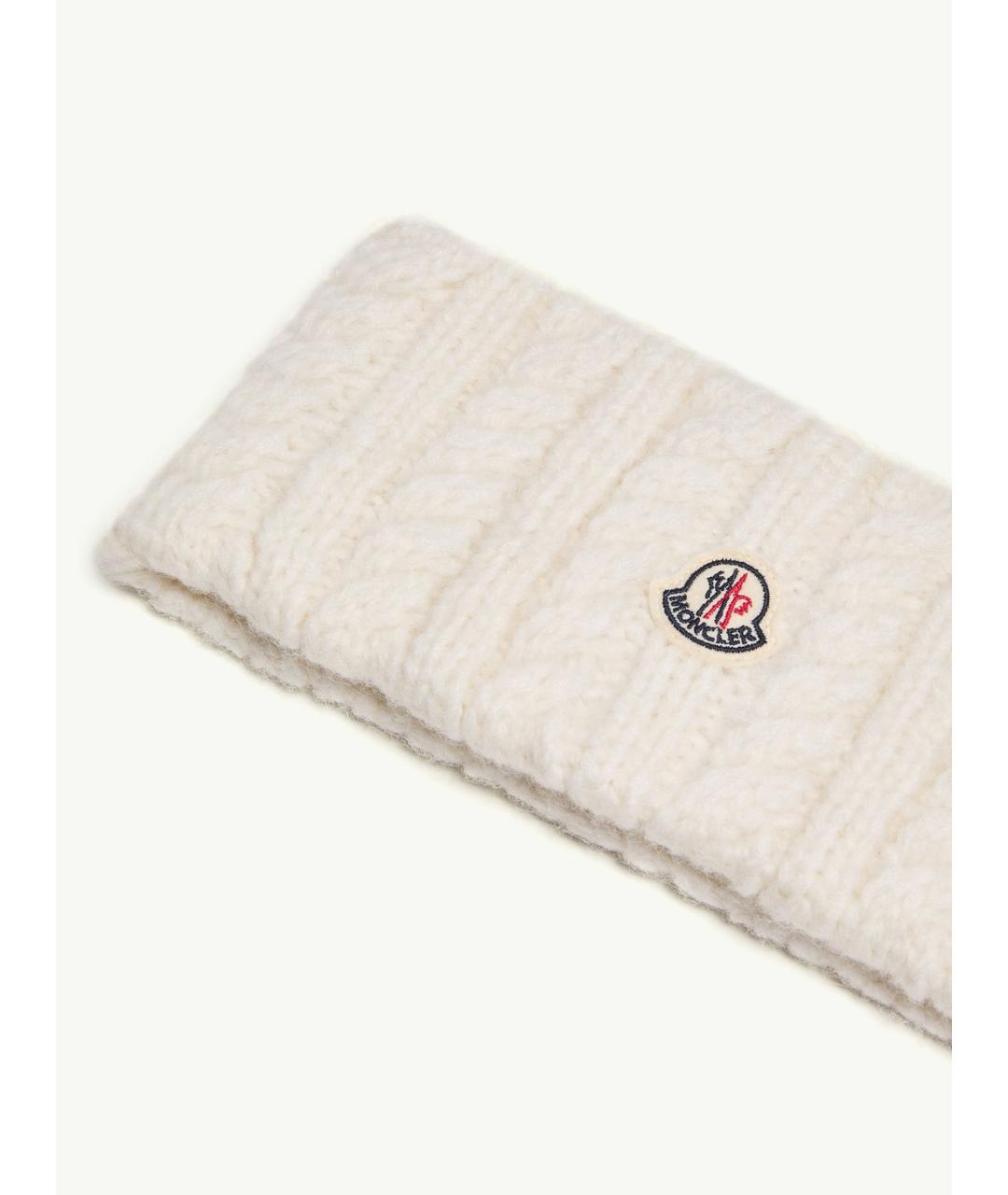 MONCLER Белая шерстяная повязка на голову, фото 3