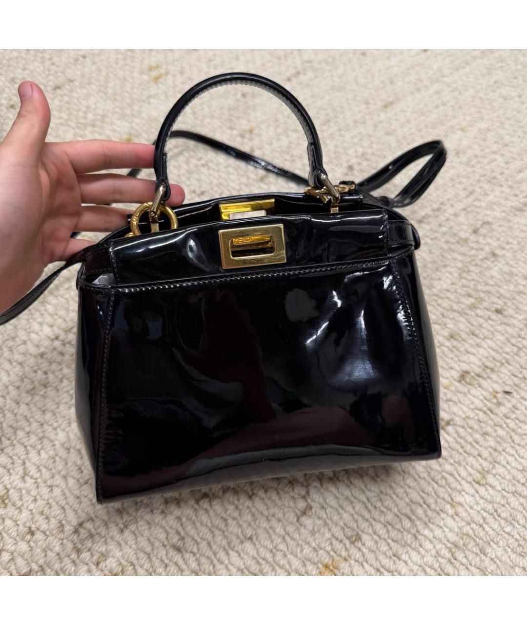 FENDI Черная кожаная сумка через плечо, фото 6