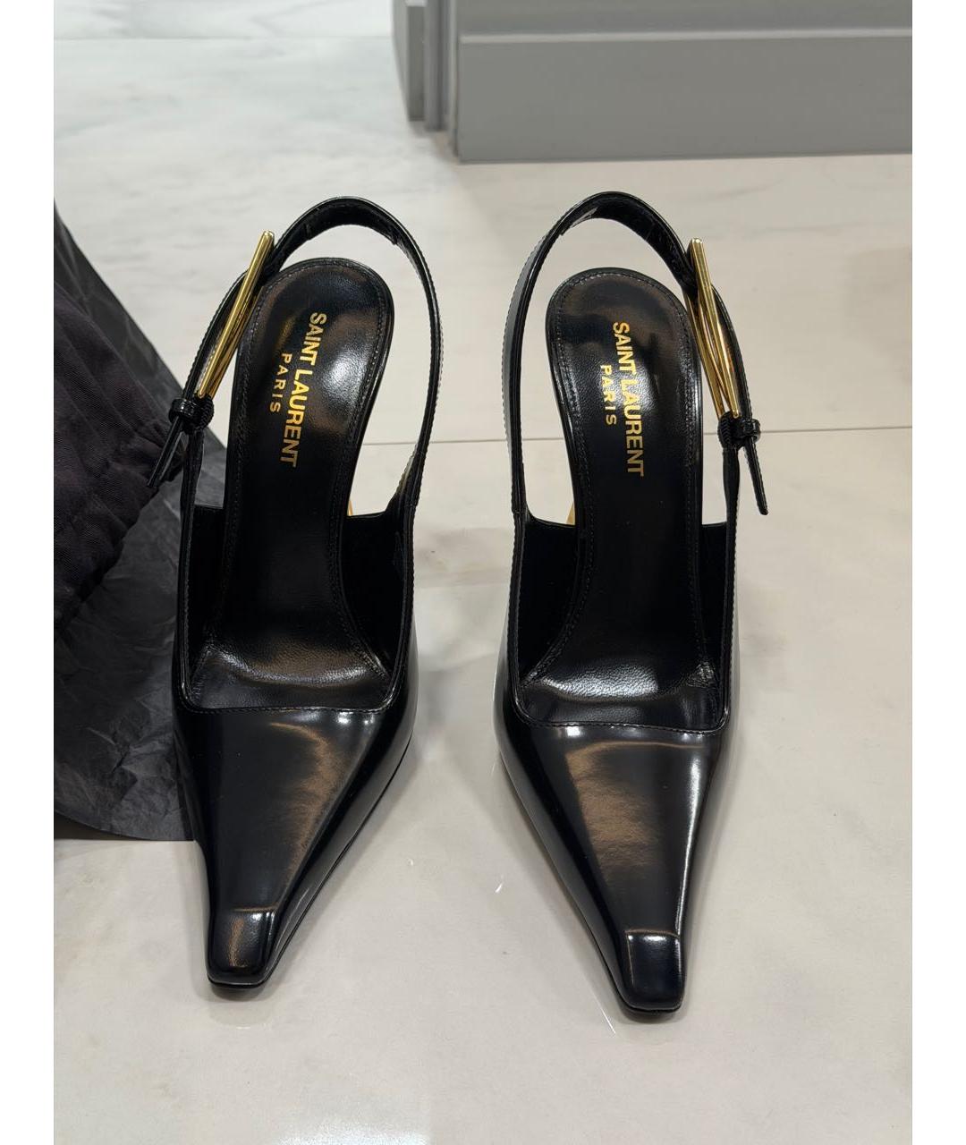 SAINT LAURENT Черные кожаные туфли, фото 2