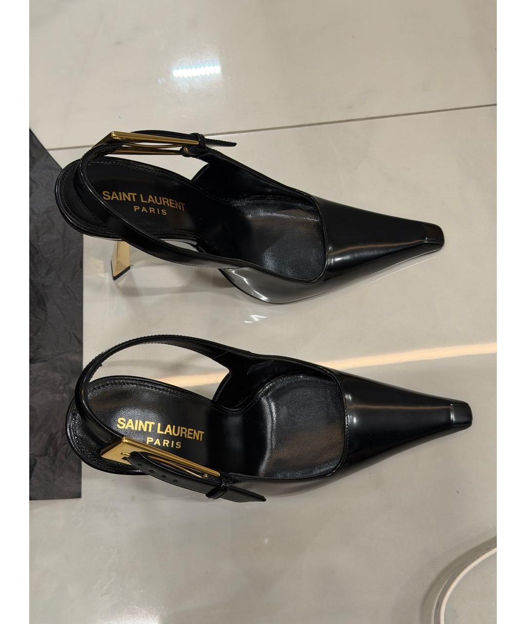 SAINT LAURENT Черные кожаные туфли, фото 3