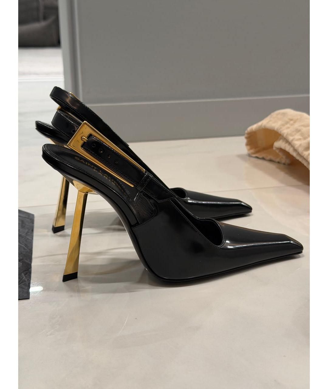 SAINT LAURENT Черные кожаные туфли, фото 8