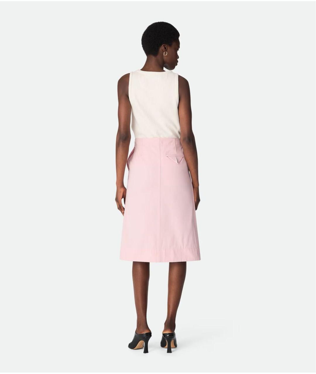 BOTTEGA VENETA Розовая хлопковая юбка миди, фото 4