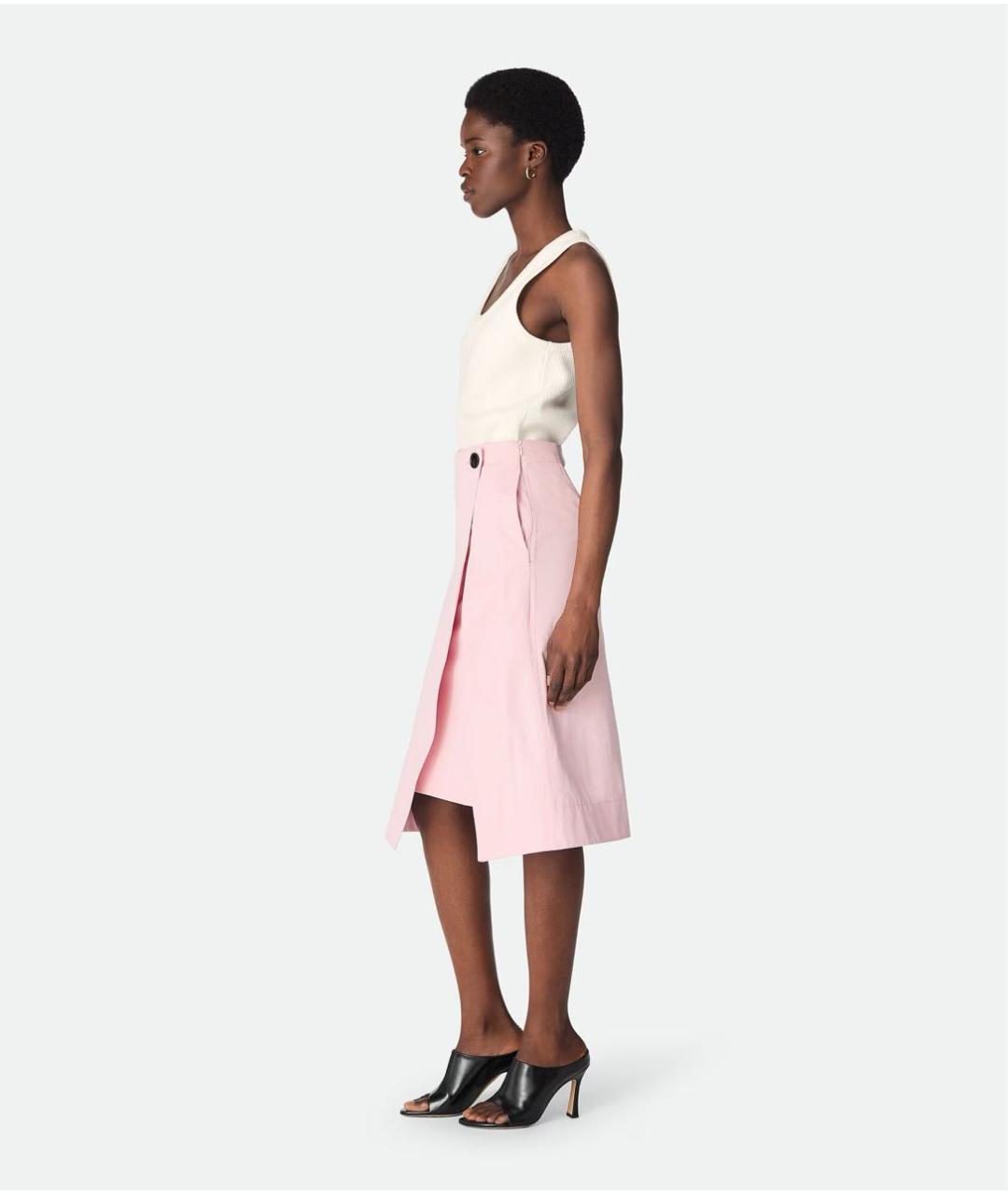 BOTTEGA VENETA Розовая хлопковая юбка миди, фото 3