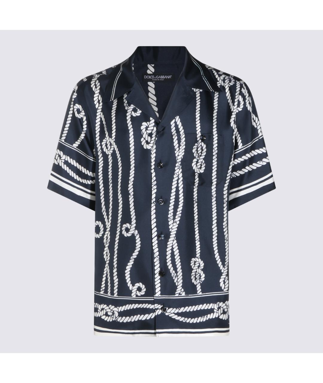DOLCE&GABBANA Темно-синяя шелковая кэжуал рубашка, фото 2