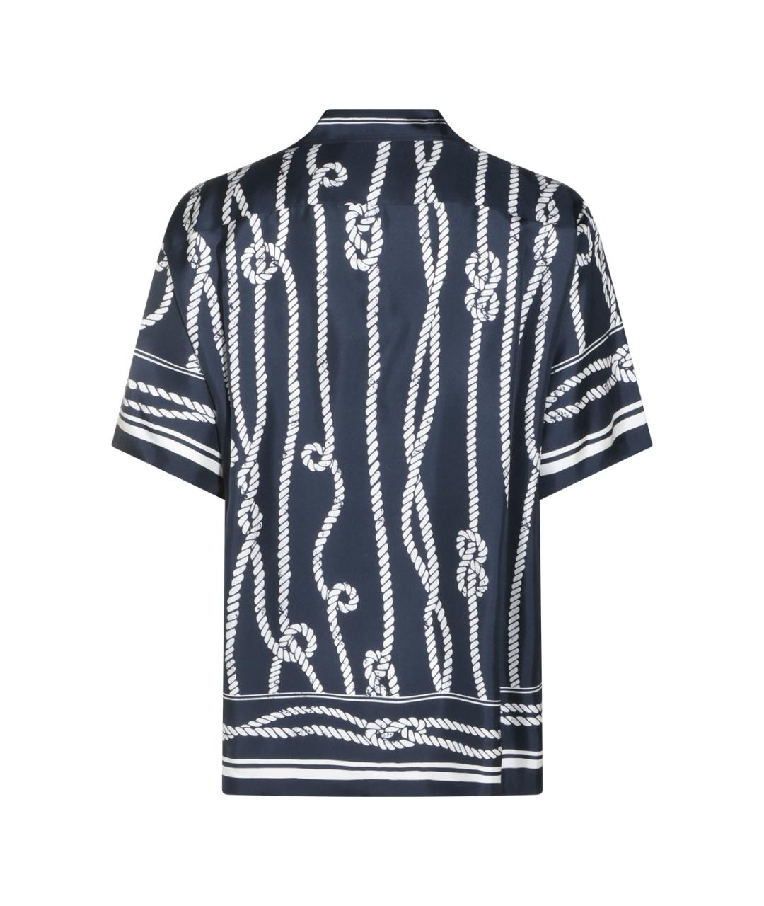 DOLCE&GABBANA Темно-синяя шелковая кэжуал рубашка, фото 3