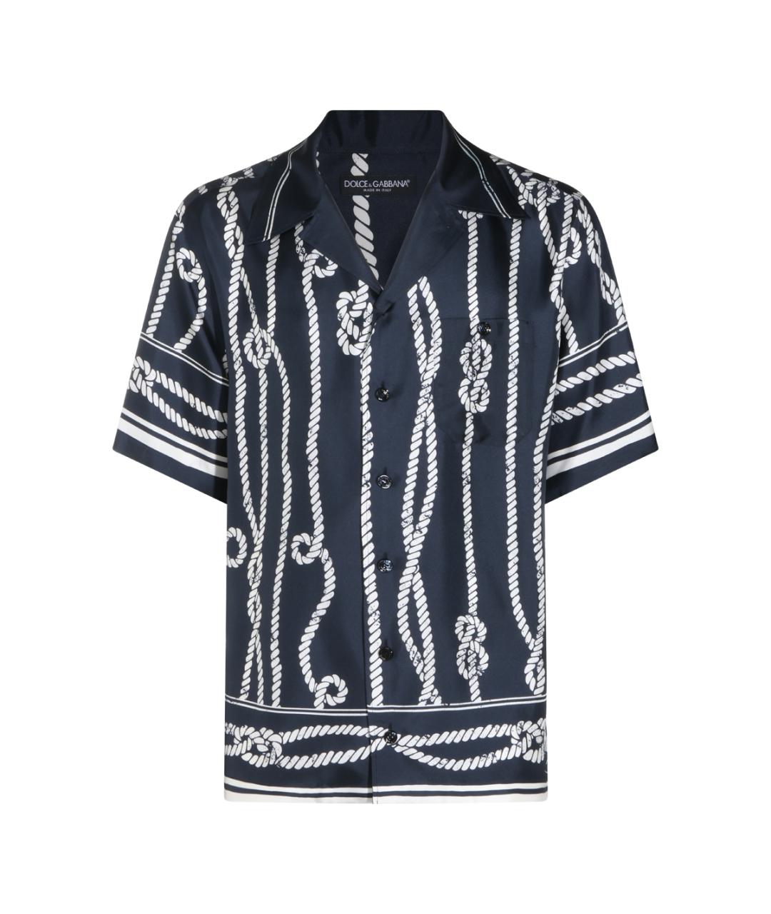 DOLCE&GABBANA Темно-синяя шелковая кэжуал рубашка, фото 1