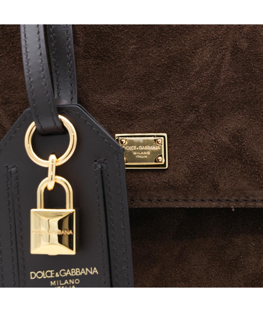 DOLCE&GABBANA Коричневая замшевая сумка тоут, фото 7