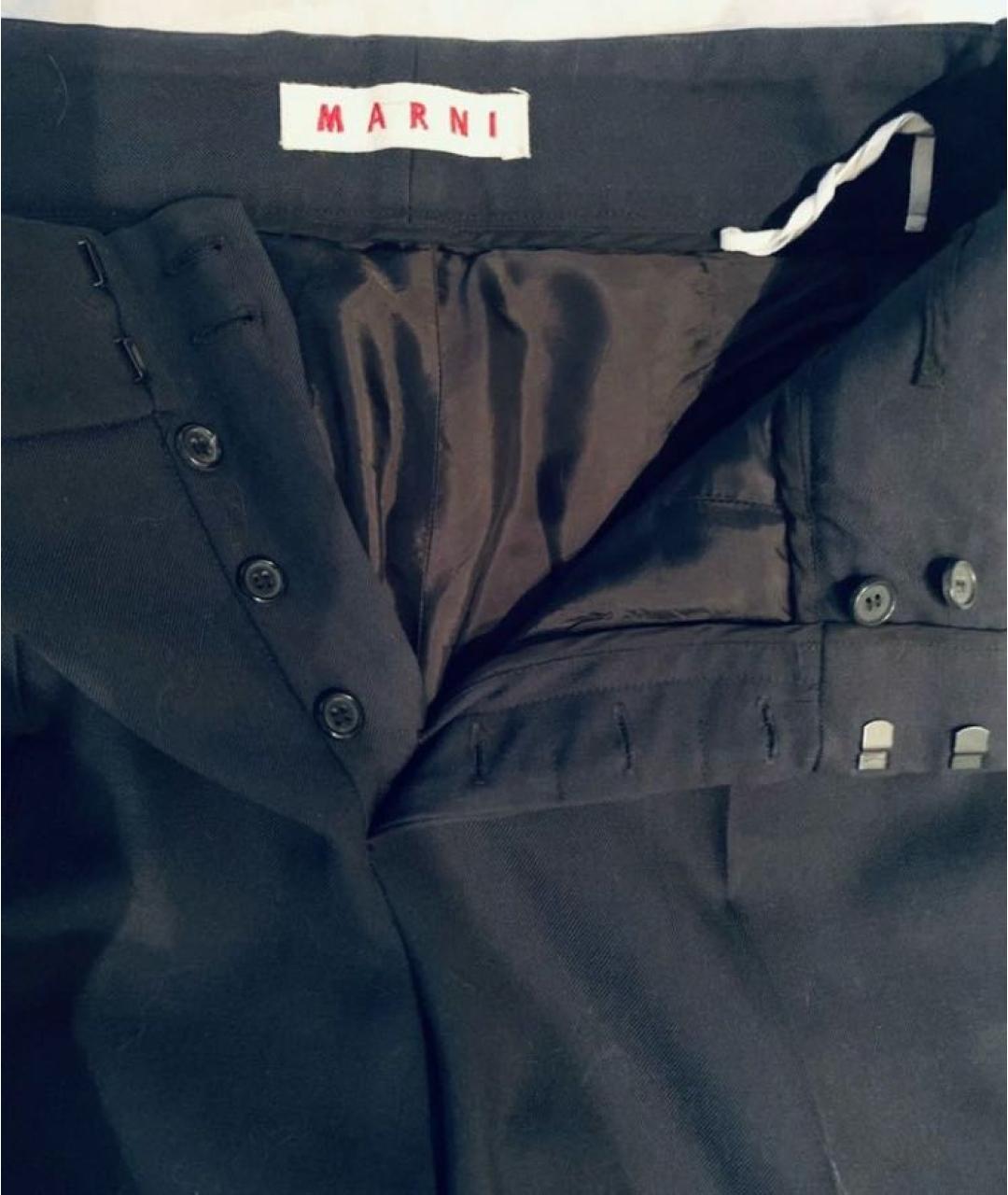 MARNI Серые шерстяные брюки широкие, фото 3