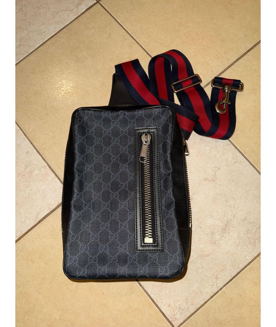 GUCCI Антрацитовая кожаная сумка на плечо, фото 2