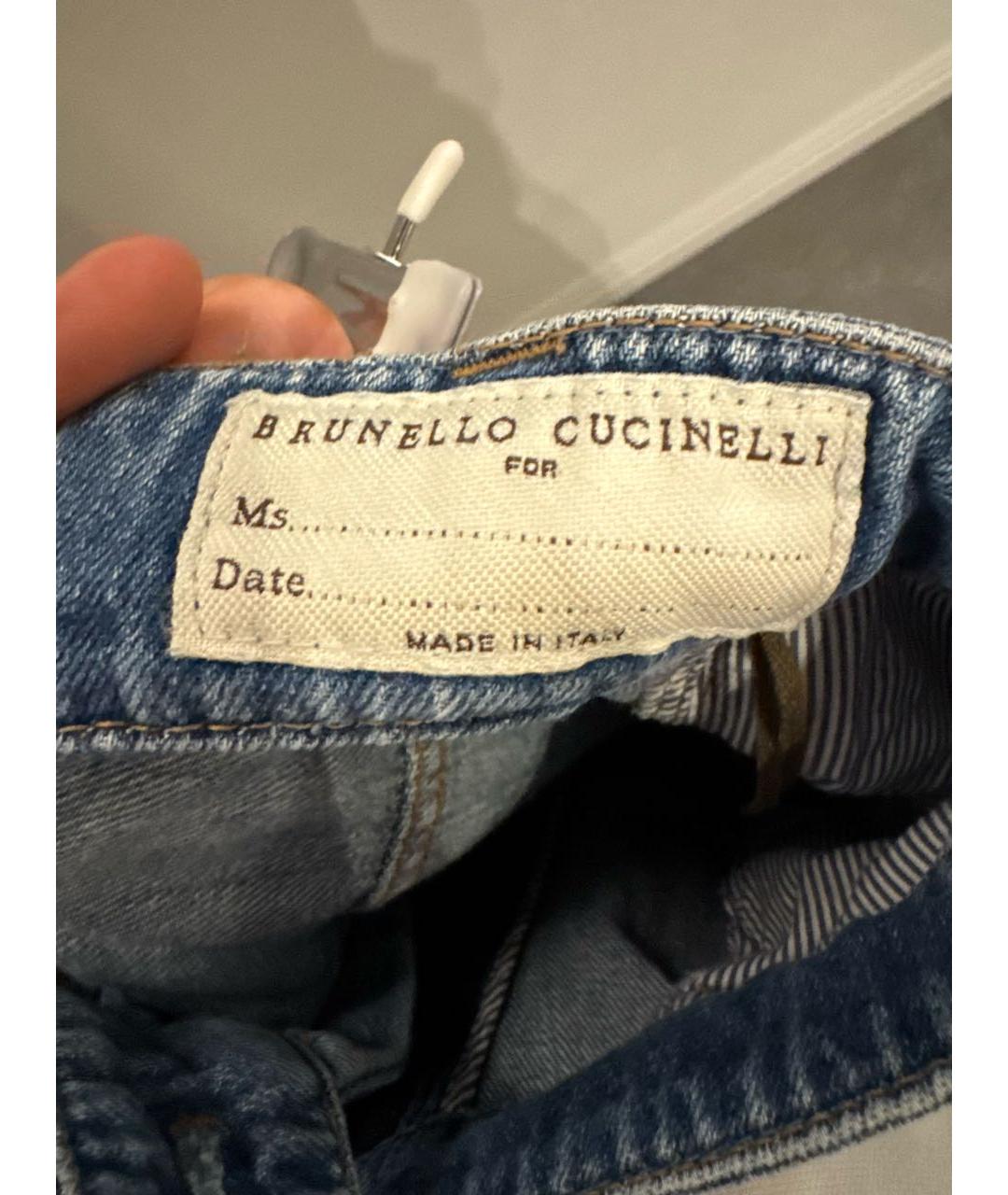 BRUNELLO CUCINELLI Синие хлопковые джинсы слим, фото 3