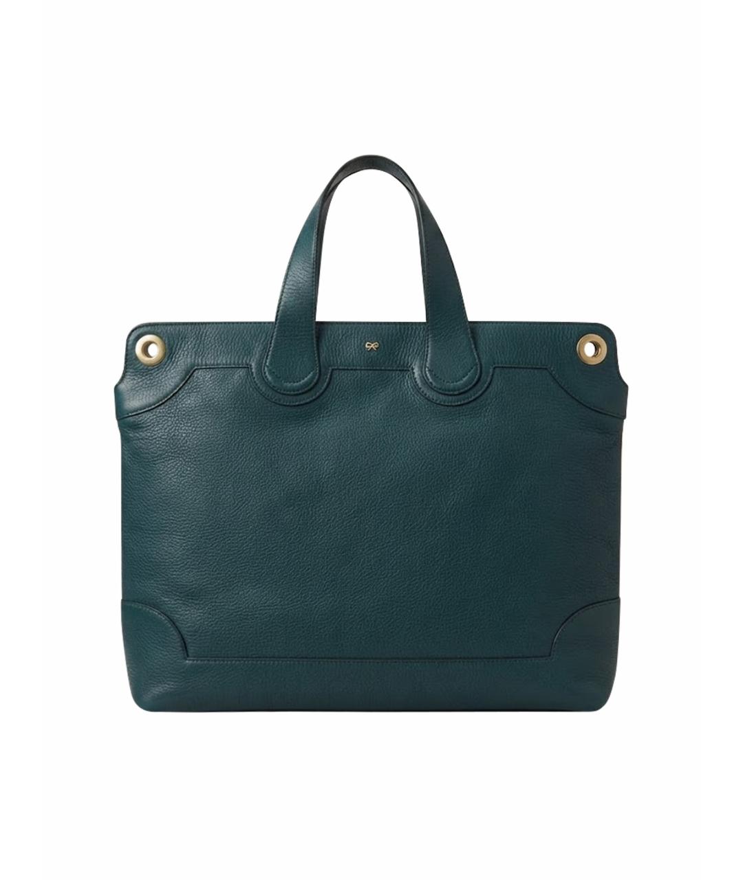 ANYA HINDMARCH Зеленая кожаная сумка с короткими ручками, фото 1