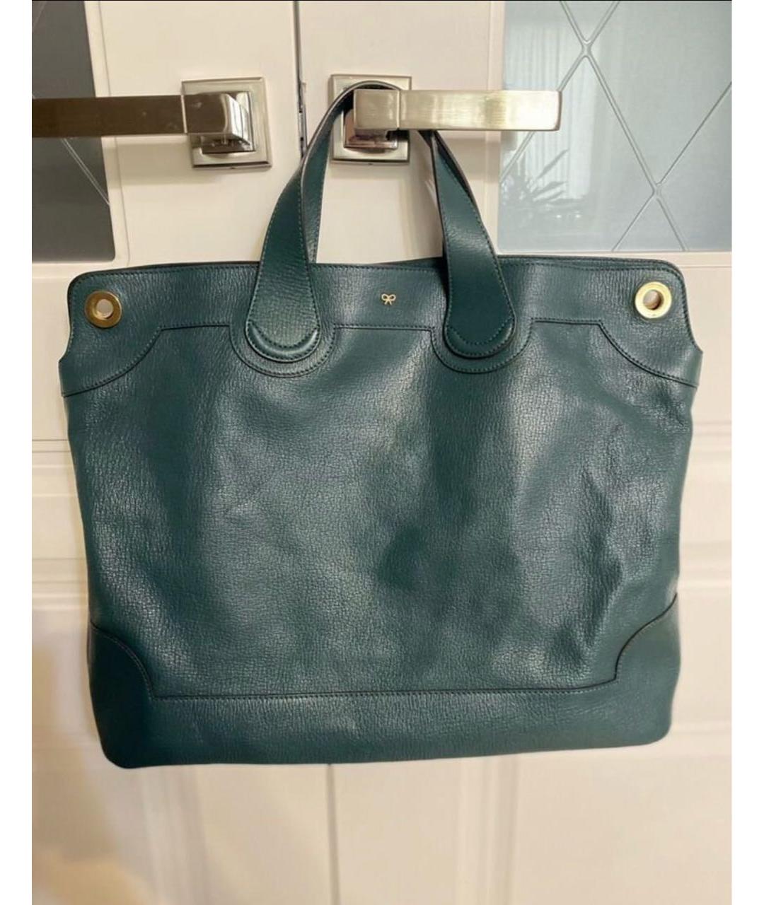 ANYA HINDMARCH Зеленая кожаная сумка с короткими ручками, фото 8