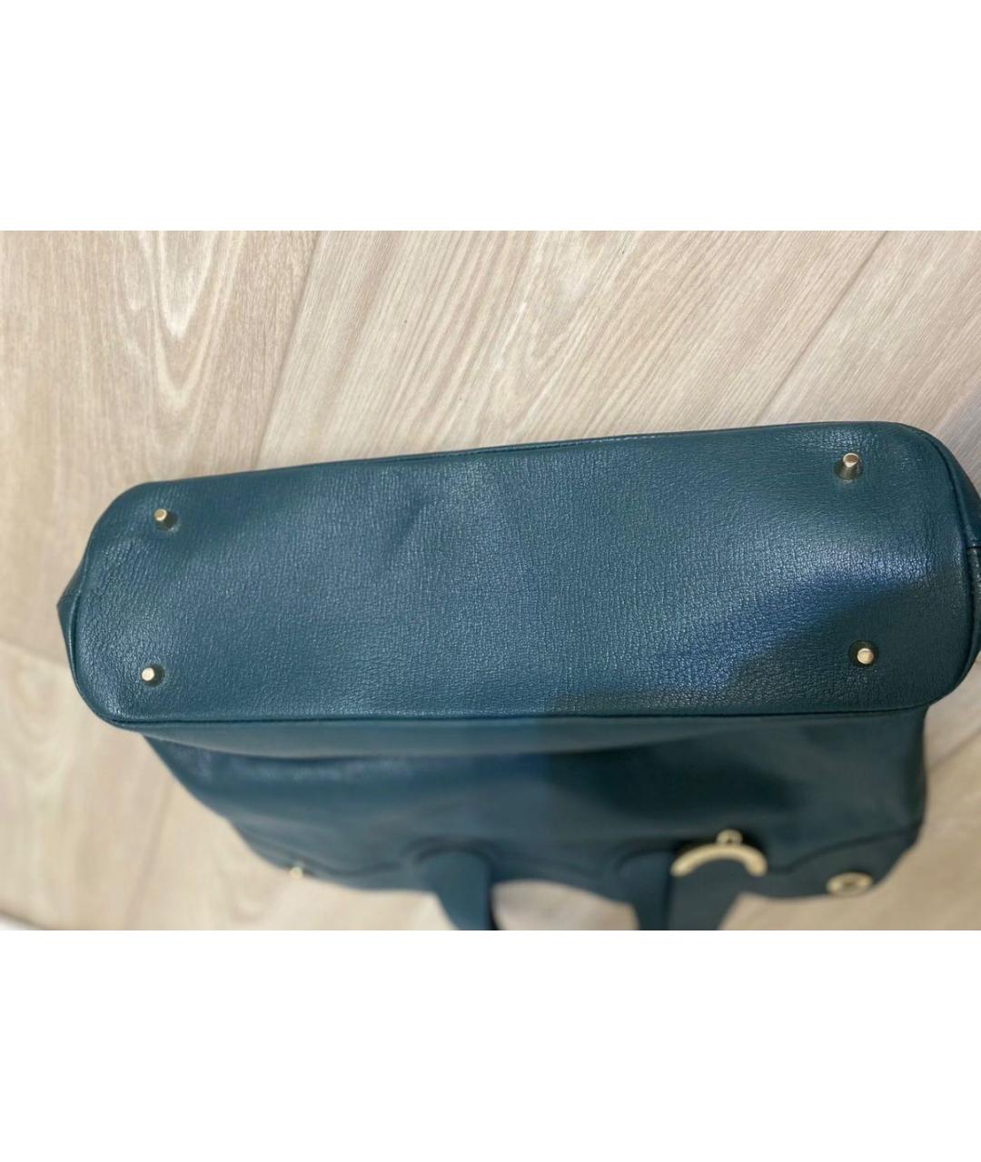 ANYA HINDMARCH Зеленая кожаная сумка с короткими ручками, фото 6