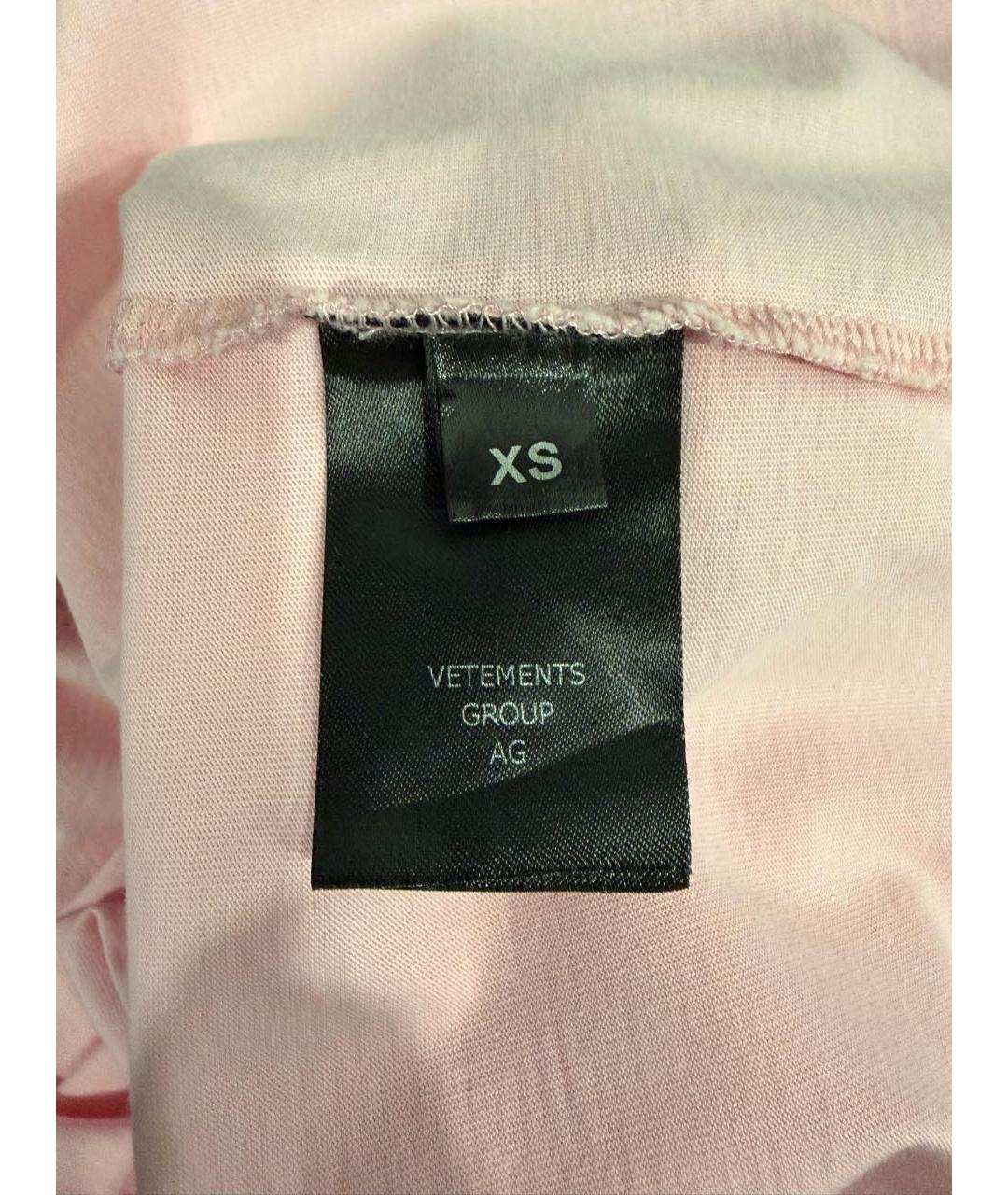 VETEMENTS Розовая хлопковая футболка, фото 6