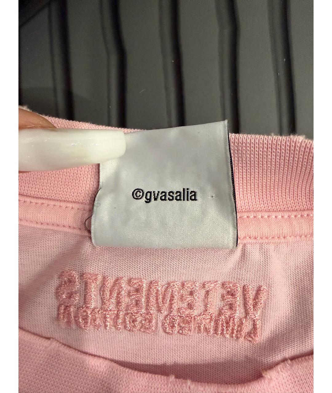 VETEMENTS Розовая хлопковая футболка, фото 5