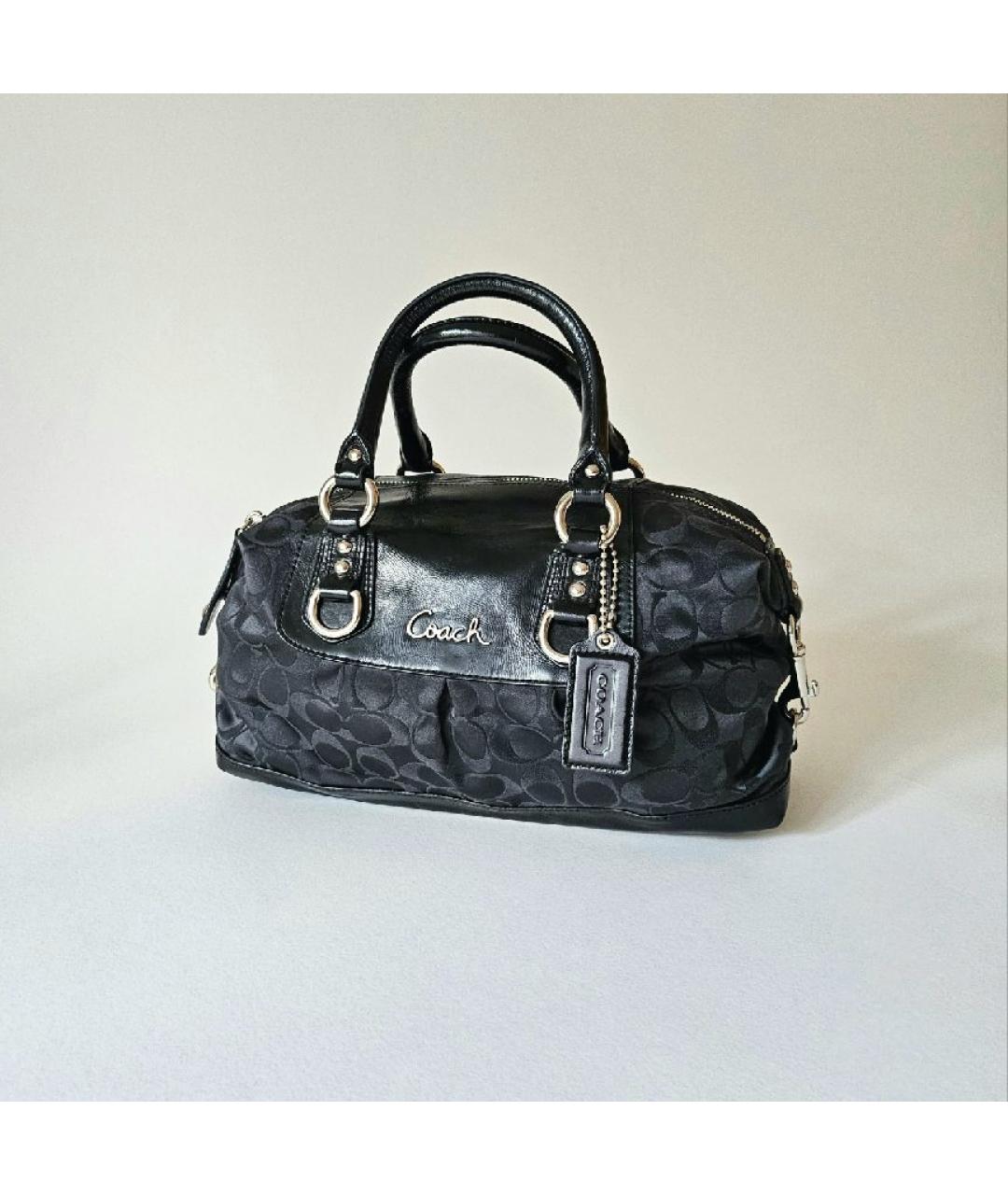 COACH Черная кожаная сумка с короткими ручками, фото 8