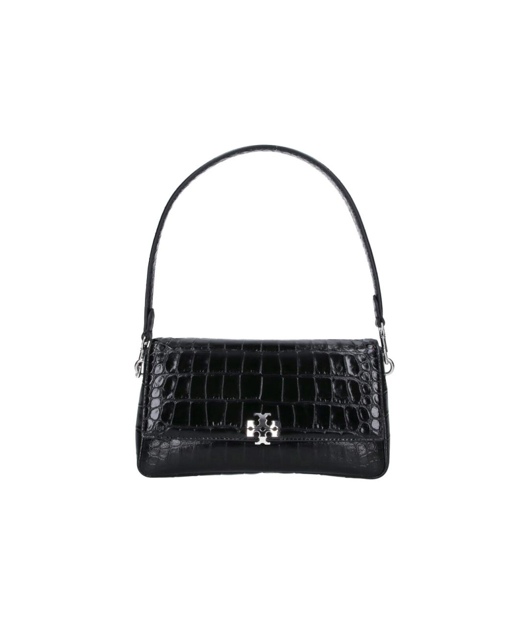 TORY BURCH Черная кожаная сумка с короткими ручками, фото 1
