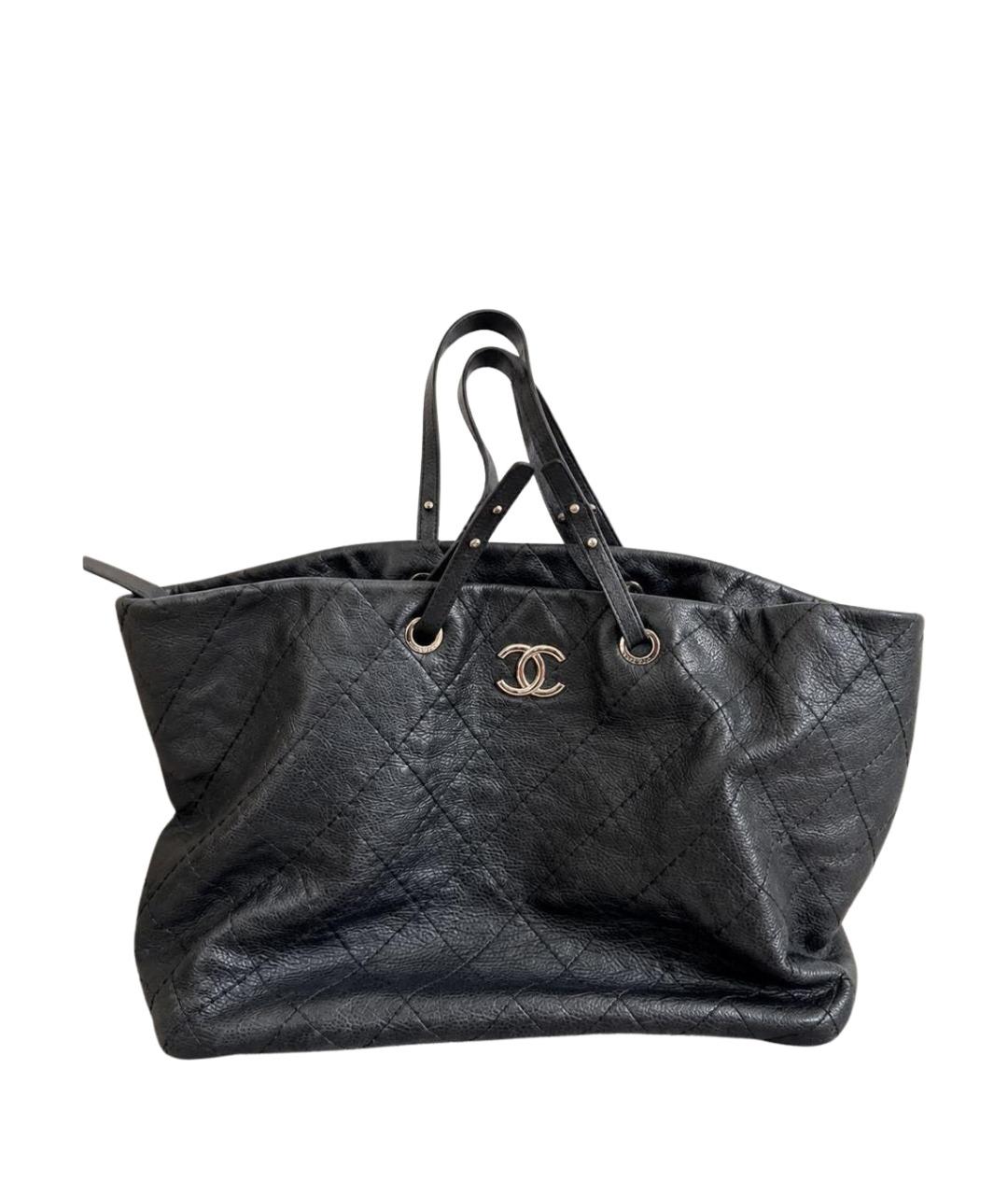 CHANEL Черная кожаная сумка с короткими ручками, фото 1