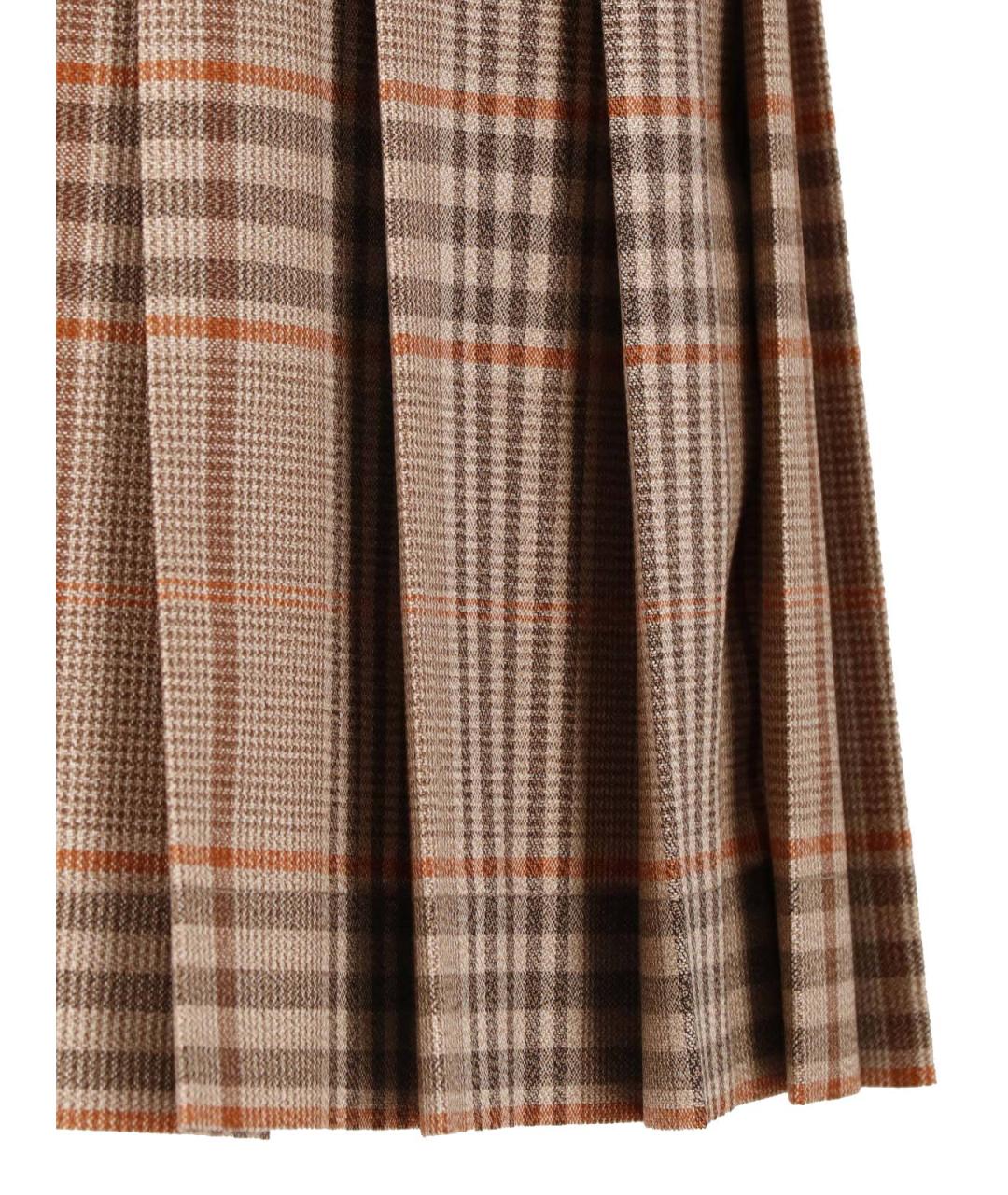 BURBERRY Бежевая шерстяная юбка мини, фото 5