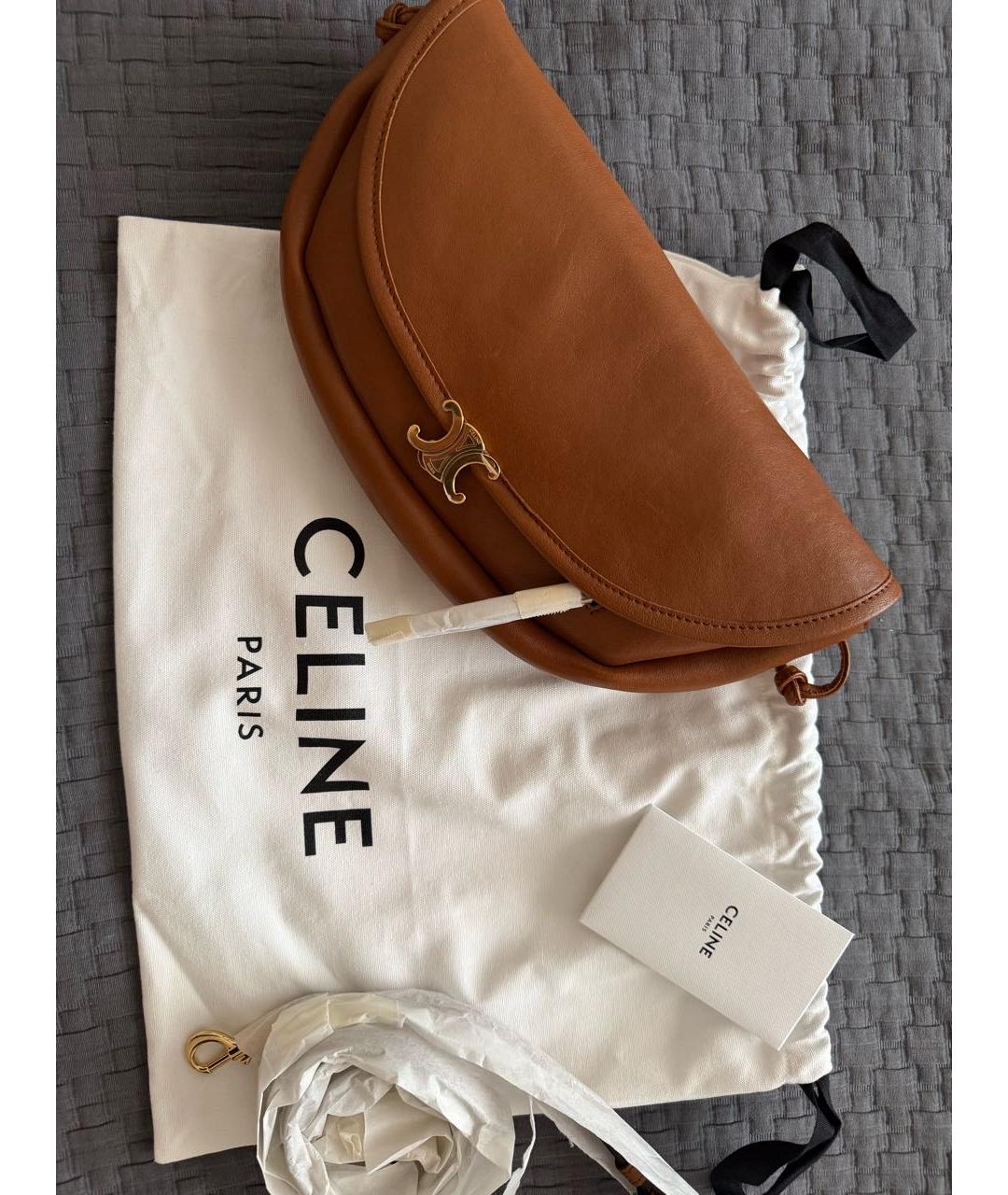 CELINE Коричневая кожаная сумка через плечо, фото 3