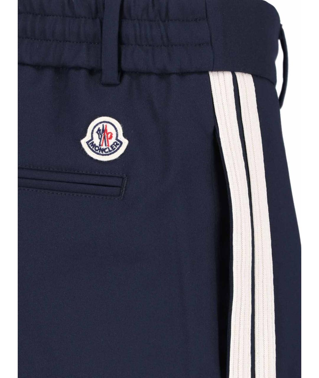MONCLER Синие хлопковые повседневные брюки, фото 4