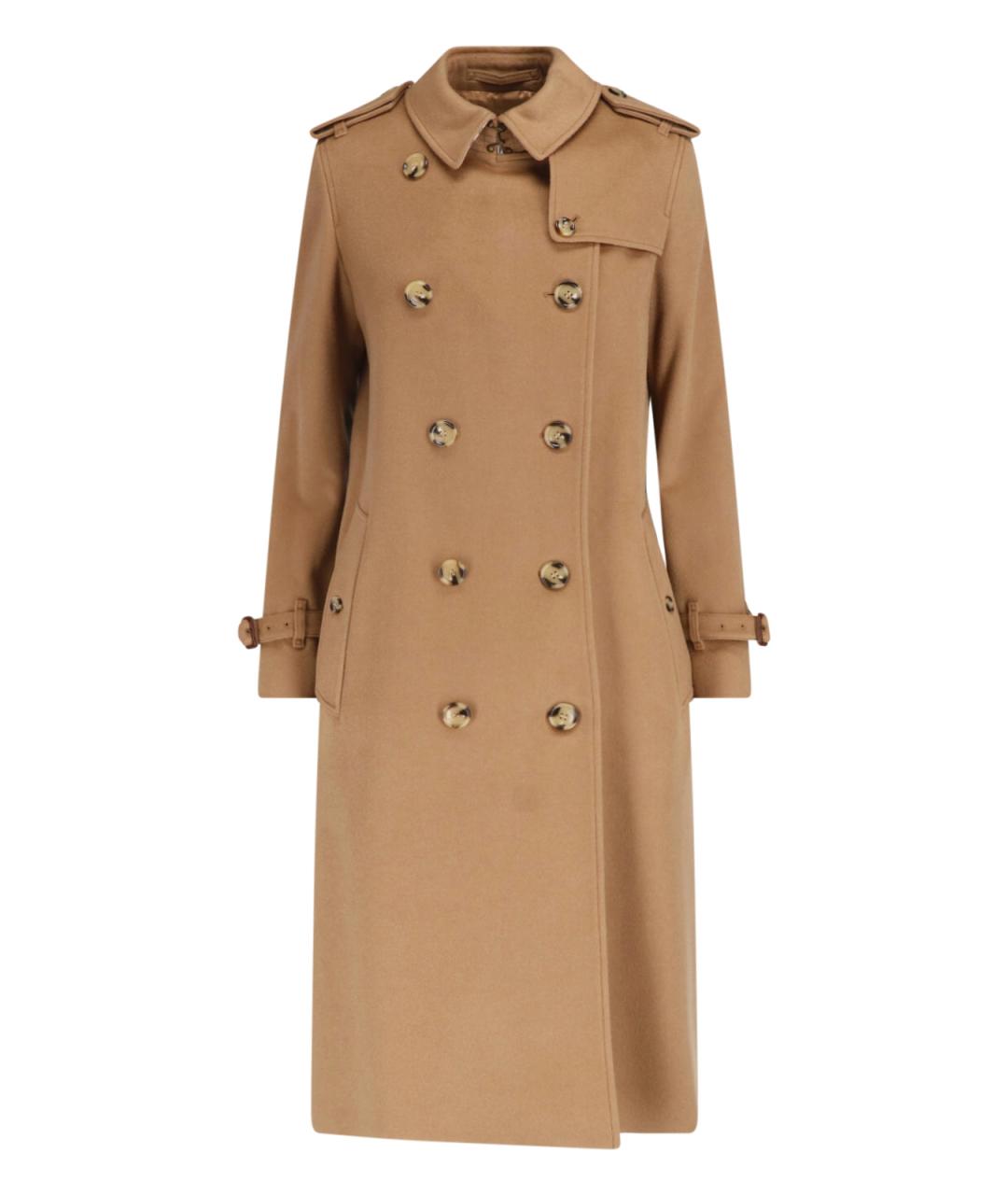 BURBERRY Коричневое шерстяное пальто, фото 1