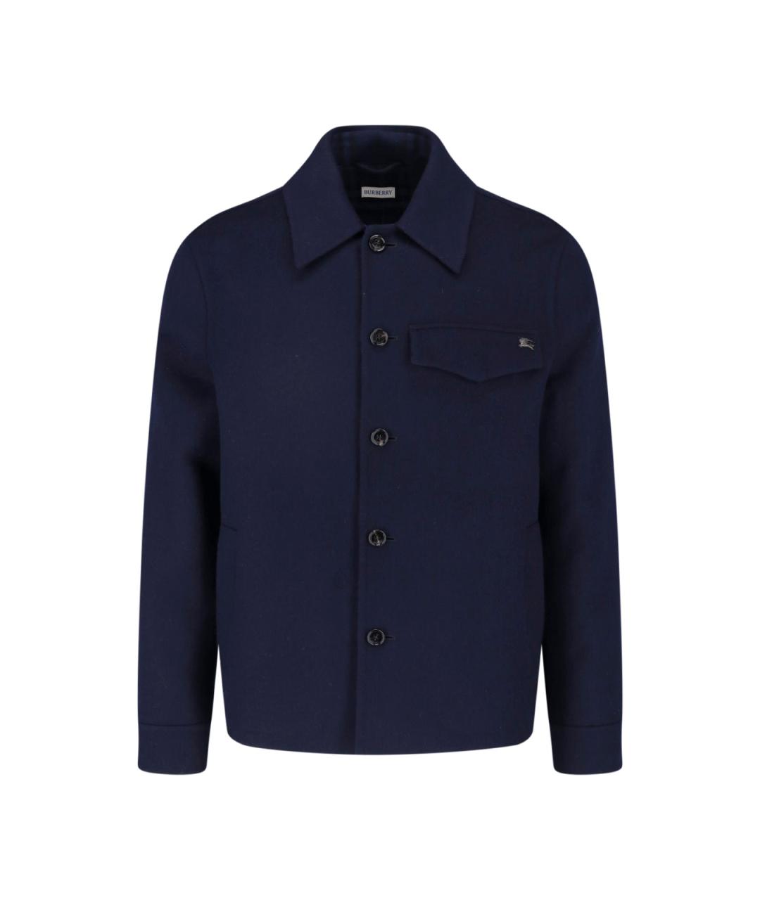 BURBERRY Синяя шерстяная куртка, фото 1