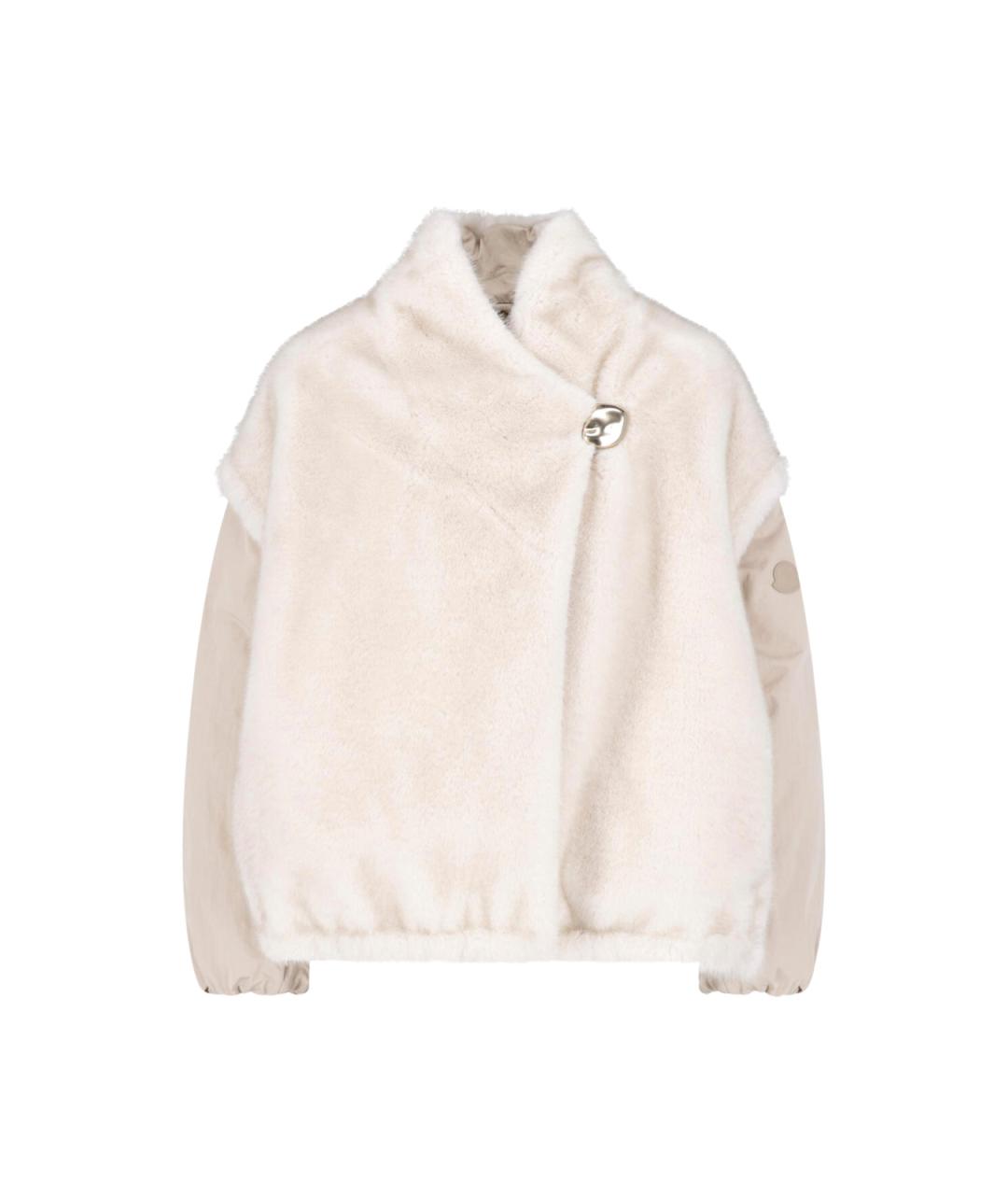 MONCLER Бежевая полиэстеровая куртка, фото 1