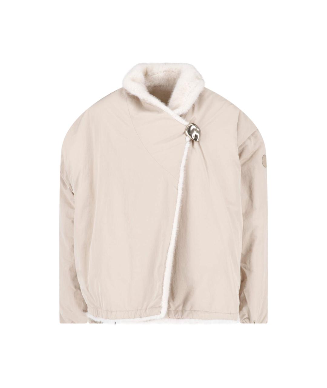 MONCLER Бежевая полиэстеровая куртка, фото 3
