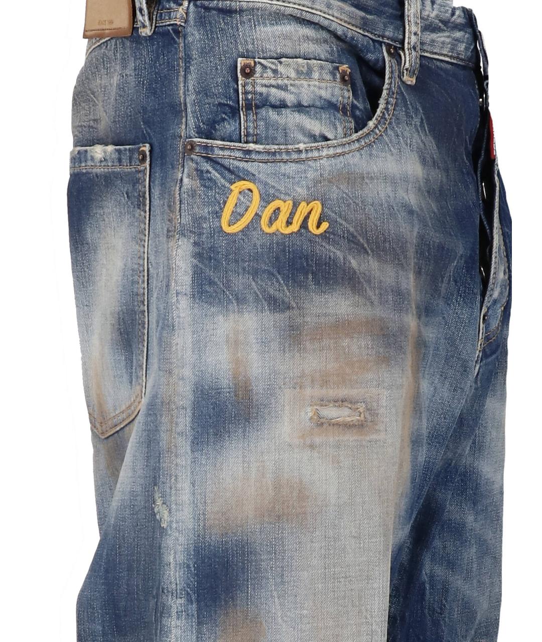 DSQUARED2 Синие хлопковые прямые джинсы, фото 4